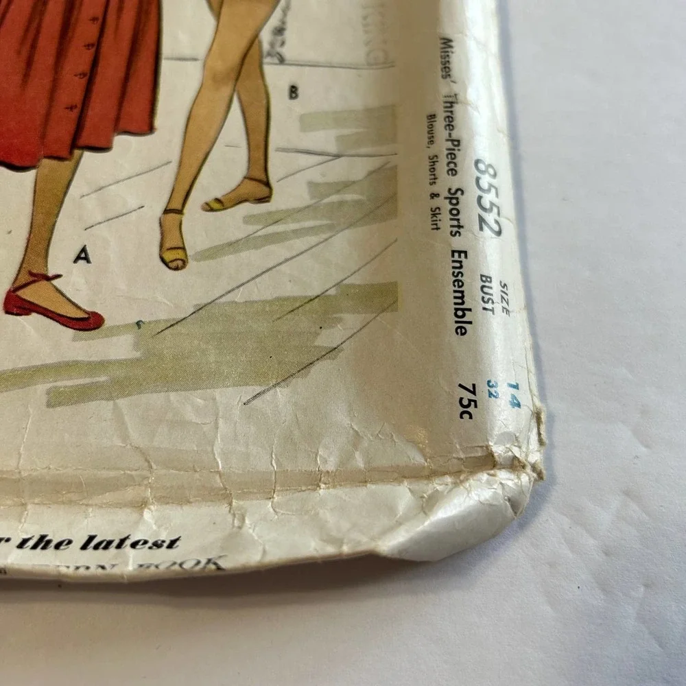 McCalls Vintage 1950's Pattern #8552 Misses‎ 3 Piece Sports Ensemble Size 14
